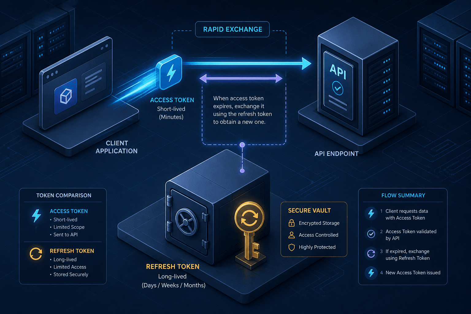 Diagram illustrating the relationship between access token lifespan and refresh token rotation.