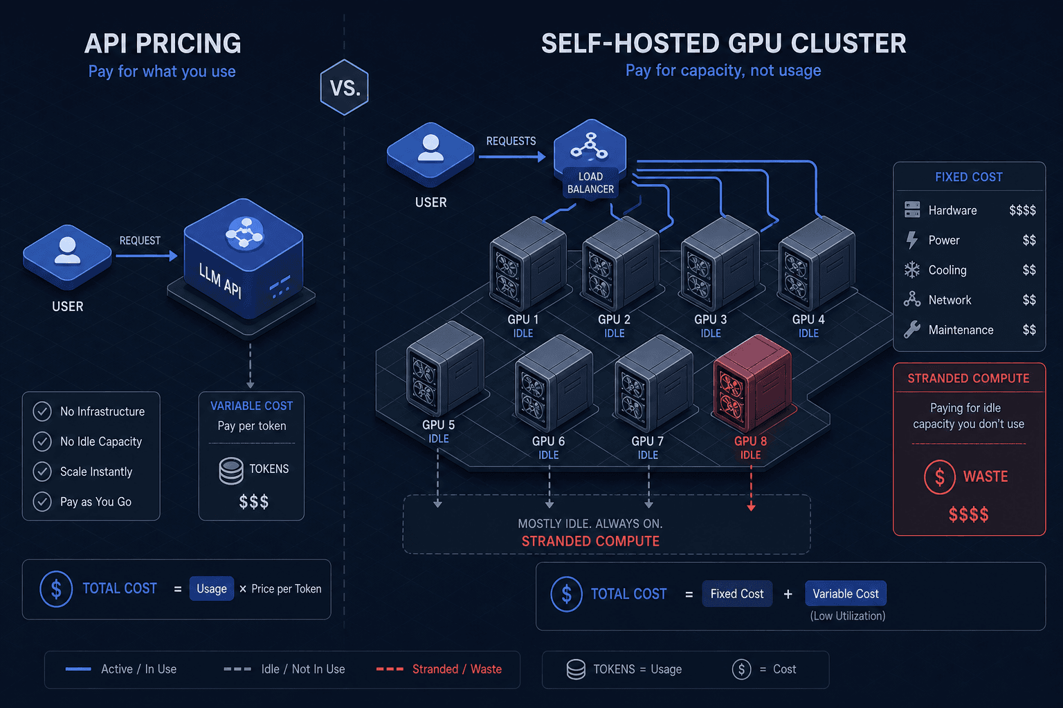 Diagram illustrating the difference between list price and true cost of GPU utilization.