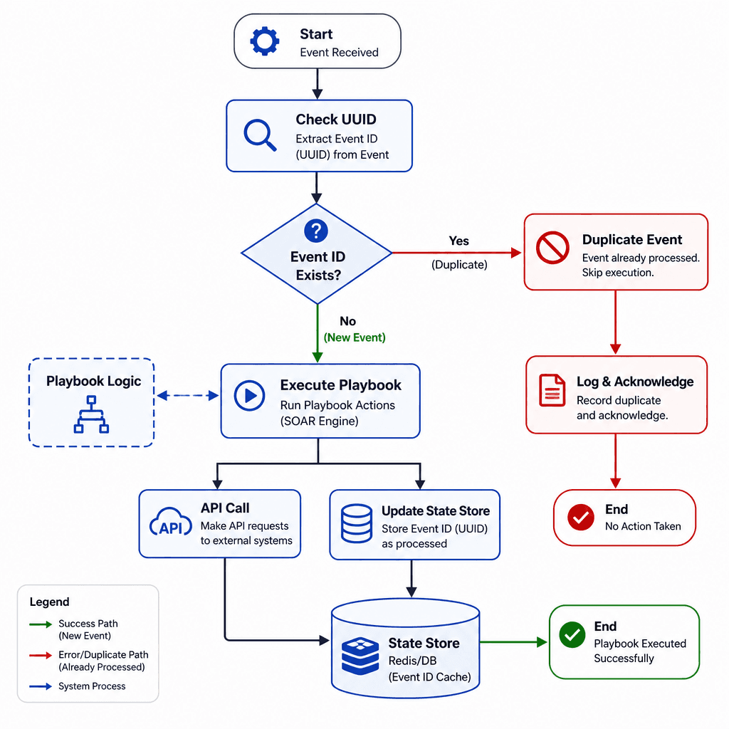 Technical diagram showing security tools (EDR, SIEM, CloudTrail) emitting events into a message broker (Kafka), which then distributes them to consumers like a SOAR engine and logging services. Clean, modern vector style, blue and grey palette.