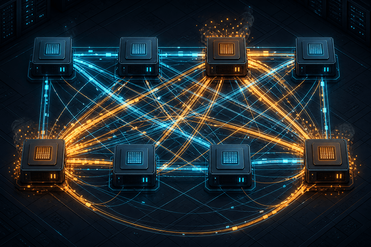 Diagram illustrating the all-to-all communication pattern in Expert Parallelism for Mixture-of-Experts models.