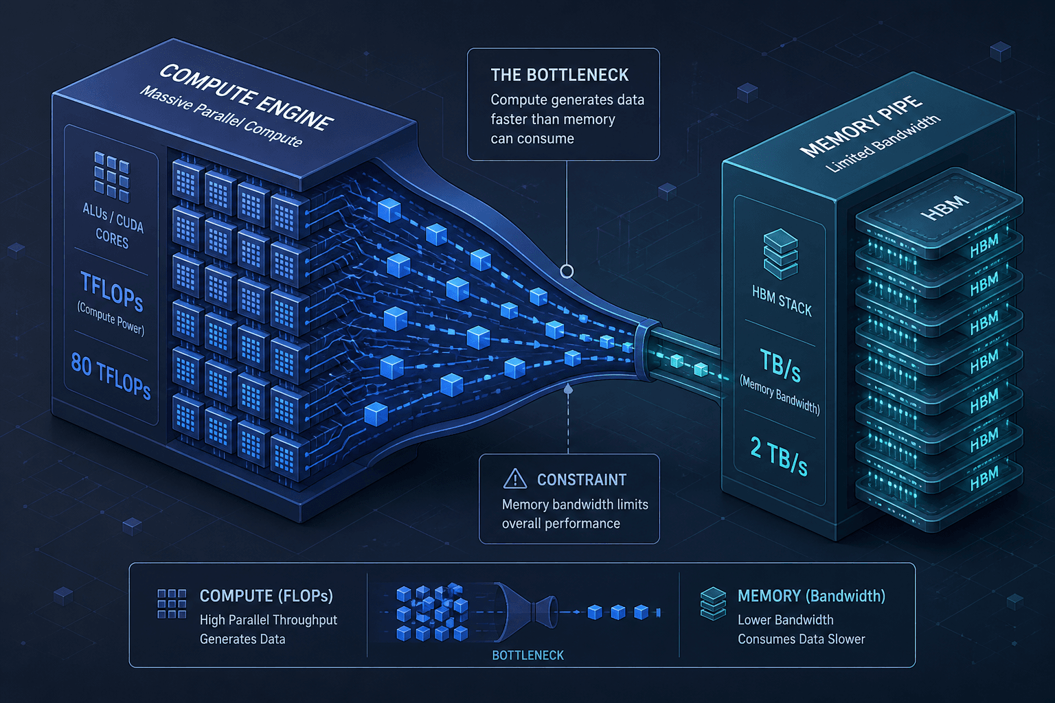 Diagram comparing GPU FLOPs and Memory Bandwidth metrics.
