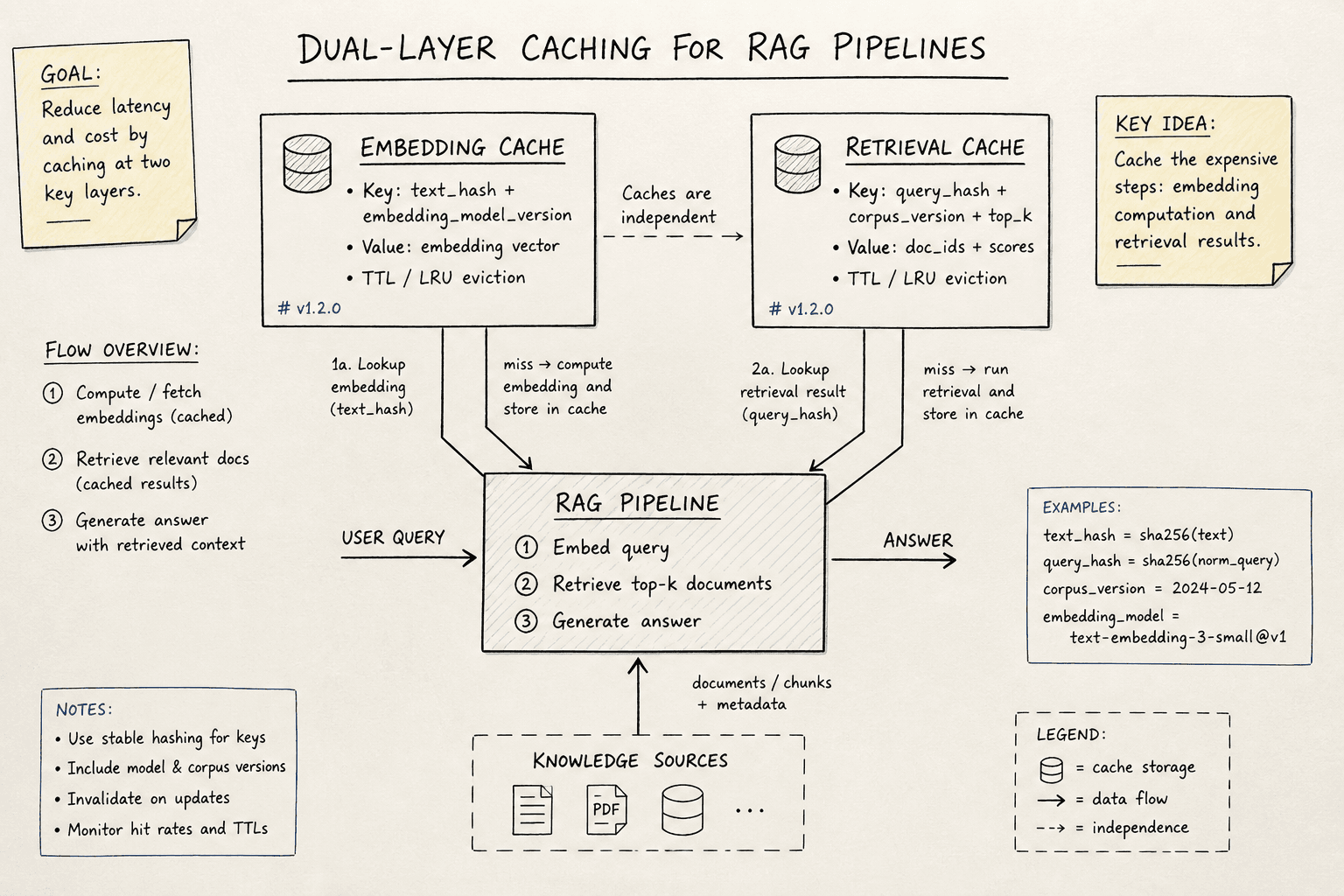 Diagram illustrating the dual-layer caching architecture for RAG pipelines.