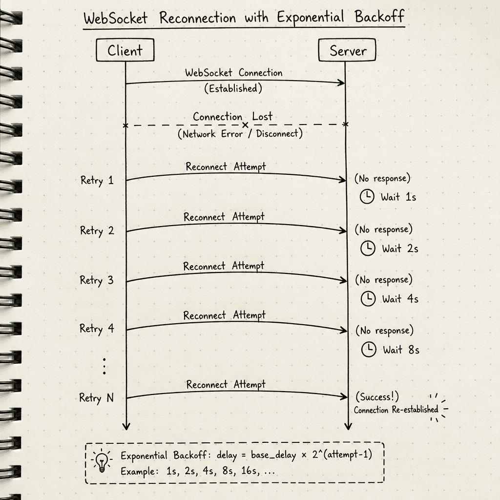 A hand-drawn table on paper mapping agent progress steps (planning, executing, generating, finalizing) to corresponding UI states (skeleton, working indicator, streaming, complete), with hand-drawn icons for each state.