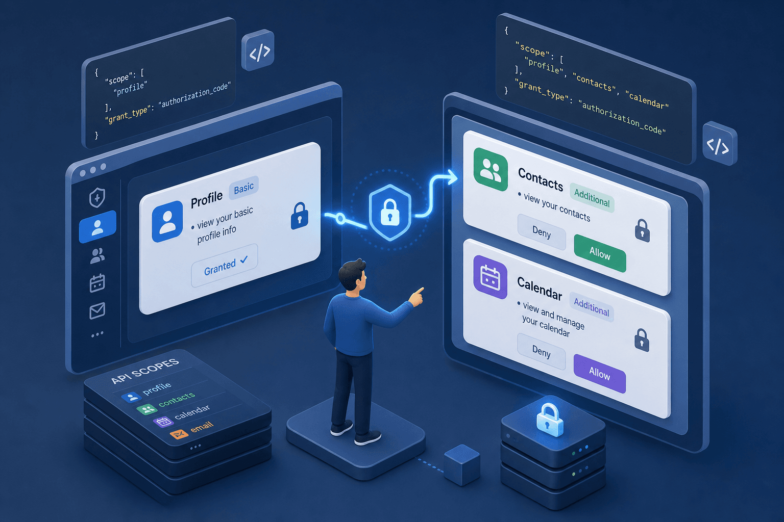 Diagram illustrating the progressive consent flow in OAuth2.