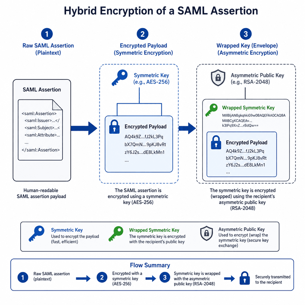 Encryption Sketch Securing SAML Assertions: XML Signature and Encryption